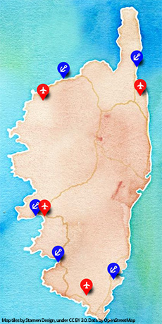 Points d'arrivée en Corse